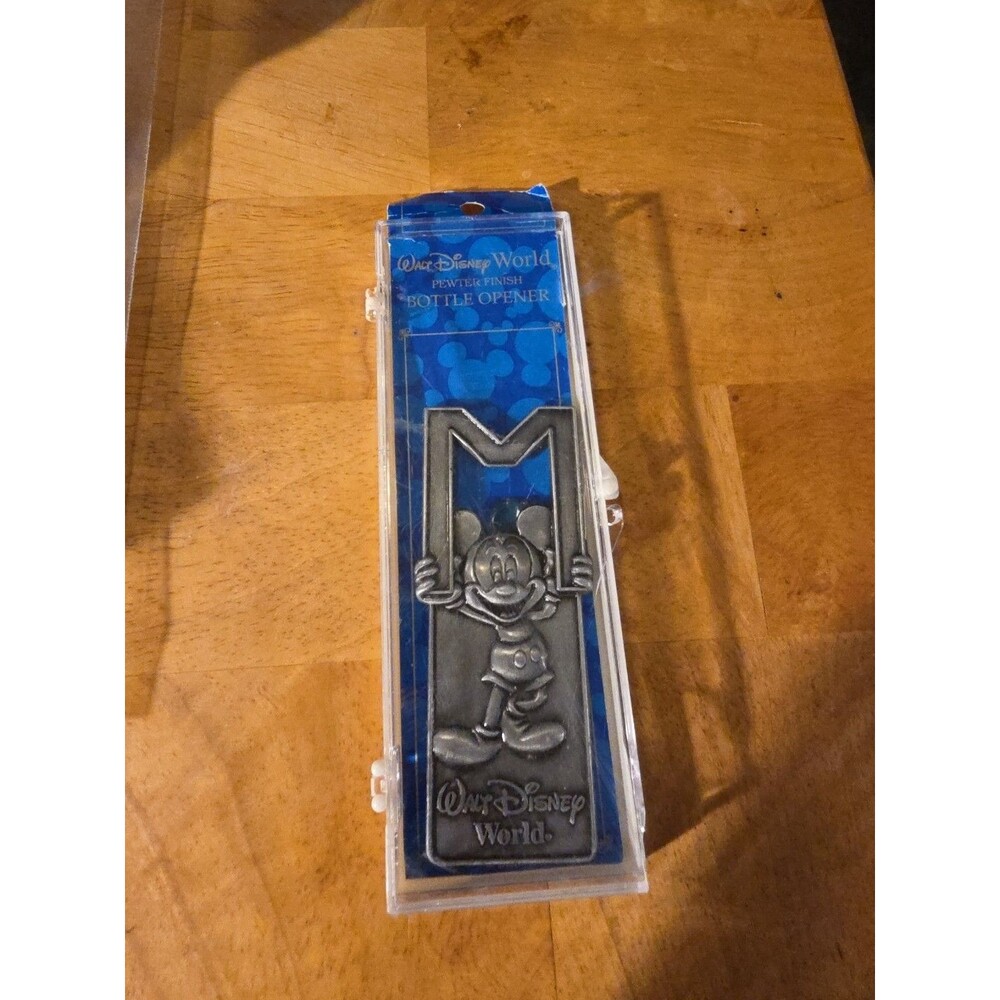 Vtg Walt Disney World Mickey Mouse Metal Bottle Opener Pewter Finish Souvenir